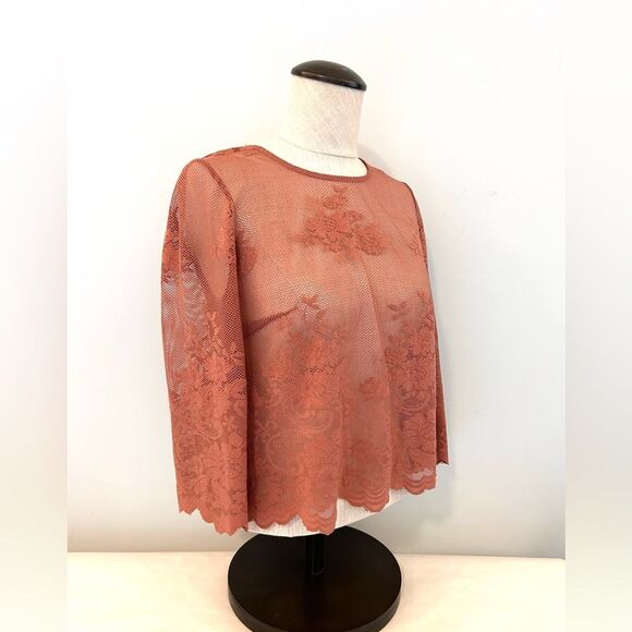 Forever 21 Exclusive Sheer Mesh Floral Lace Crop Top size Small - Picture 6 of 11